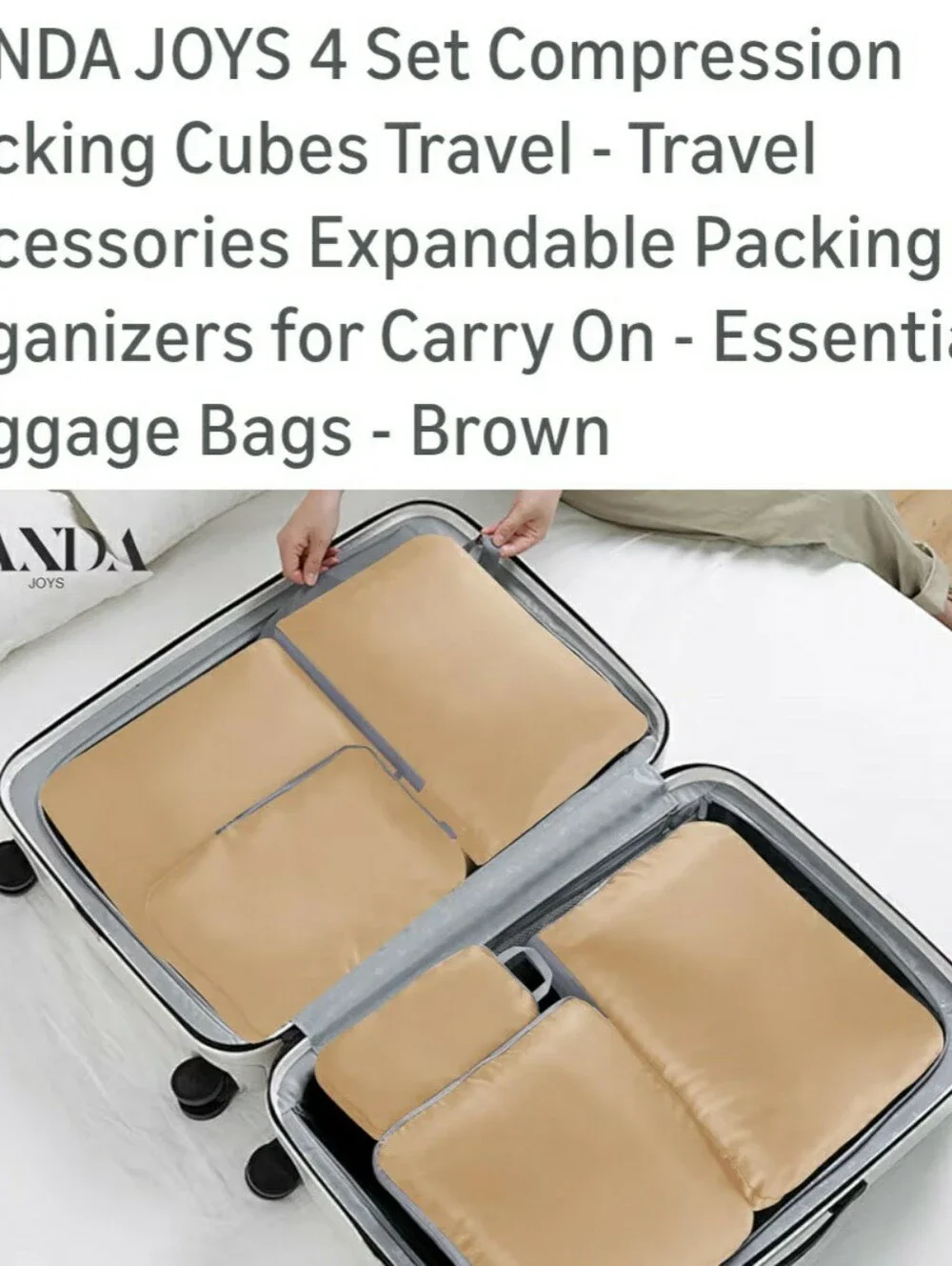 PANDA JOYS Compression Packing Cubes Set - Brown